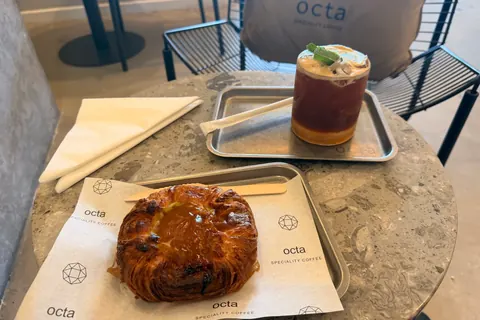 A drink from Yamina Khalid's visit to Octa Speciality Coffee.